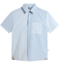 BOSS Overhemd - Wit/Lichtblauw Gestreept m. Navy