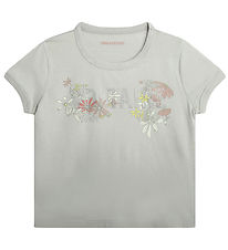 Zadig & Voltaire T-Shirt - Alister - Hellgrau m. Blumen/Similis