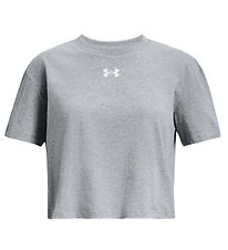 Under Armour T-Shirt - Crop Sporttijl Logo - Steel