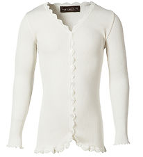 Rosemunde Cardigan - Rib - Zijde/Katoen - Noos - Nieuw White