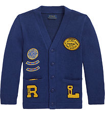 Polo Ralph Lauren Cardigan - Knitted - Blue w. Patches