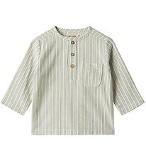 Wheat Shirt - Birch - Aquablue Stripe