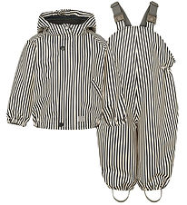 MarMar Rainwear w. Suspenders - PU - Oddy - Blue Dew Stripe