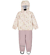 Mikk-Line Rainwear w. Suspenders - PU - Cayenne w. Flowers