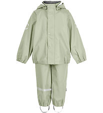 Mikk-Line Rainwear w. Suspenders - PU - Recycled - Desert Sage