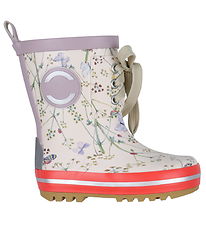 Mikk-Line Rubber Boots - Wellies - Off-White w. Flowers/Lace