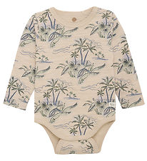 En Fant Romper l/s - Drijfmest - Cement m. Print