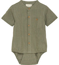 En Fant Bodysuit w. T-shirt s/s - Striped - Sea Spray w. Stripes