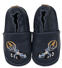 Melton Soft Sole Leather Shoes - Navy w. Racing Car