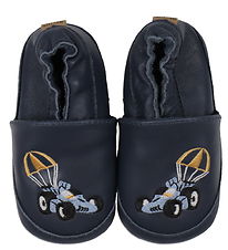 Melton Leren Slippers - Navy m. Racen Auto