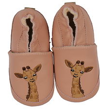 Melton Leren Slippers - Rose Dawn m. Giraf