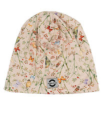 Mikk-Line Beanie - 2-layer - Off-White w. Butterflies