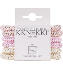 Kknekki Elastic Hair Bands - Slim - 6-Pack - Pink/Cream