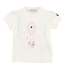 Moncler T-Shirt - Wit/Roze m. IJsbeer