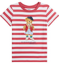 Polo Ralph Lauren T-Shirt - Rood/Wit Gestreept m. Knuffel