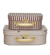 OYOY Cardboard Suitcase - 2 pcs - Toucan & Stripe - Clay