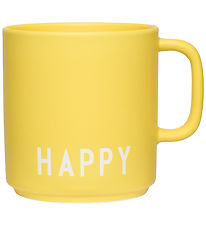 Design Letters Cup w. Handle - Favorite - Happy - Yellow