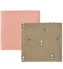 OYOY Carrs de mousseline - 70x70cm - Panda - 2 Pack - Khaki/Ros