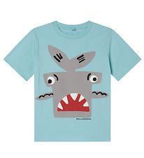 Stella McCartney Kids Stuttermabolur - Ljósblár M. Hákarl