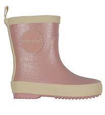 Pom Pom Rubber Boots - Rose Glitter