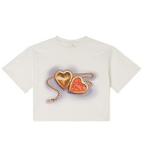 Stella McCartney Kids Stuttermabolur - Skera - Hvítt M. Hjörtu