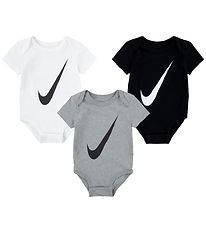 Nike Bodysuits s/s - Swoosh - 3-Pack - White/Grey/Black