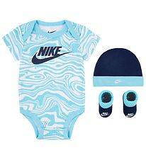 Nike Lahjapaketti - Vauvan tossut/Pipo/Body l/h - Vesimies Blue