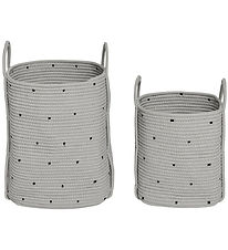 OYOY Storage Baskets - 2-Pack - Cotton Rope - Dot - Clay