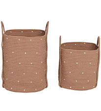 OYOY Paniers de Stockage - 2 Pack - Cotton Corde - Dot - Caramel