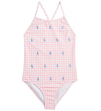 Polo Ralph Lauren Badeanzug - Pink/Weiß Kariert m. Logos