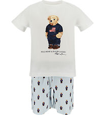 Polo Ralph Lauren Pyjama set - Wit/Blauw m. Knuffel