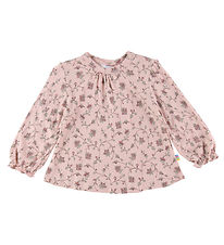 Joha Bluse - Bambus - Mattrosa m. Blumen