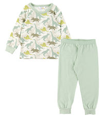 Joha Pyjama Set - Off White/Dusty Green w. Dino