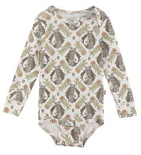 Katvig Romper l/s - Wit m. Tropisch Print