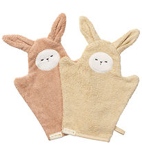 Fabelab Baby Wash Glove - 2-Pack - Rabbit - Old Rose