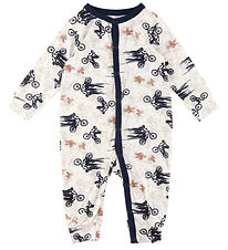 Joha Nightsuit - Bamboo - Off White/Navy Blue w. Bicycle