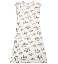 Joha Chemise de Nuit - Bambou - Off White/Violet av. Perroquet