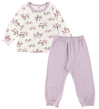 Joha Pyjama set - Bamboe - Off White/Paars m. Papegaai