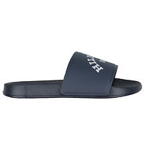 Tommy Hifigs Badslippers - Logo Pool Slide - Navy m. Wit