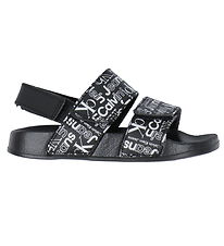 Calvin Klein Flip Flops - Velcro - Black w. White