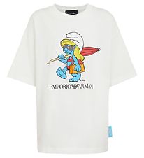 Emporio Armani T-shirt - White w. Smurf Fine