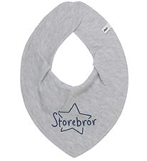 Pippi Teething Bib - Pointy - Grey Melange w. Big brother