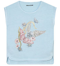 Zadig & Voltaire T-Shirt - Angel - Hellblau m. Blumen/Similist