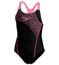 Speedo Swimsuit - Girls Medley Logo Medalist - Black/Pink