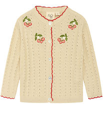 Flss Cardigan - Knitted - Faye - WarmCotton/Rouge w. Strawberry
