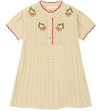 Flss Dress - Knitted - Faye - WarmCotton/Rouge w. Strawberry