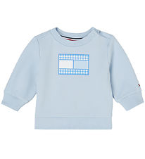 Tommy Hilfiger Sweatshirt - Gingham Flagga - Breezy Blue