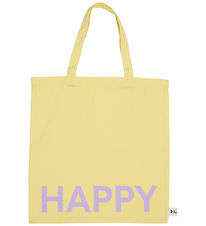 Design Letters Shopper - Happy - Geel m. Paars