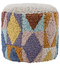 Bloomingville Pouf - Miaki - 30x30 cm - Grey/Multicolour
