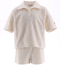 Moncler T-Shirt/Shorts - Tricot - Crme av. Pointelle